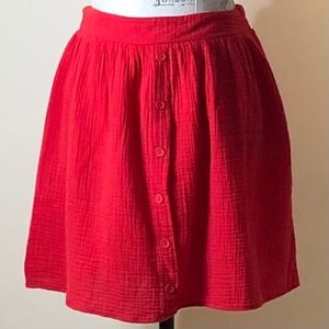 Anthropologie AMADI Red Mini Skirt Sz L